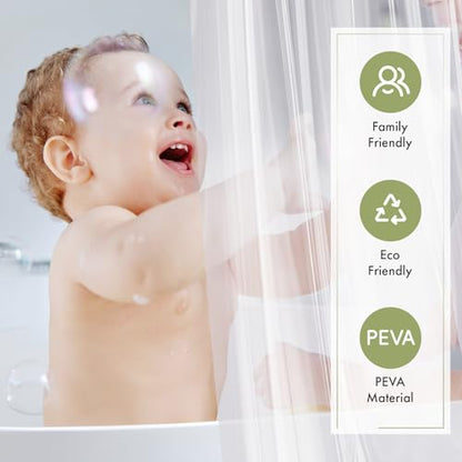 Clear Shower Curtain Liner, 60x72 Plastic Shower Liner PEVA Medium Weight Inside Shower Curtain for Bathroom with Rustproof Grommets - color: Clear, size: 60"W x 72"L (Pack of 1)