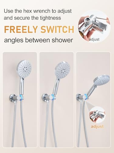 Woindo Shower Faucet Set 10" Rain Shower Head/8'' Side Shower Head and 3 Setting Handheld Ceiling Mount 3 Push Button Diverter Complete Rainfall Round Shower System Included Valve Trim Kit - color: Chrome Polished, style: 10"-R-Ceiling-02