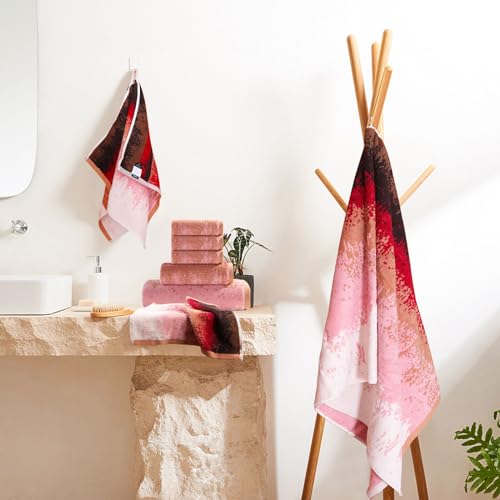 18-Piece Cotton Bath Towel Set for Bathroom, Hanging Loops, Ombre Gradient | Stock-up towel set for family bathrooms, guest baths, multi-bath homes, and wash-day rotation, OEKO-TEX certified, easy care - color: C03: Colorful - Plumgarden