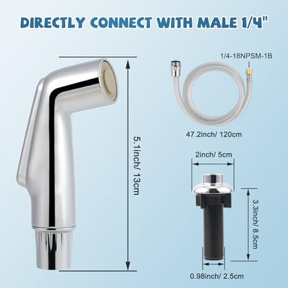 Universal Kitchen Sink Spray Attachment/Hose/Holder Set, Silver Chrome | NSF/ANSI/CAN 372 Certified, Compatible with Moen/Delta Faucet, Kitchen Side Sprayer, Kitchen Sink Faucet Sprayer Replacement - color: Chrome, style: Sprayer Head/Hose/Holder Set