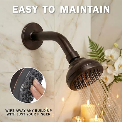 Aqua Elegante Pressure Boosting Shower Head - 1.8 GPM - Oil-Rubbed Bronze | 3 Inch Wall Mount, Water Saving Showerhead, Best For Low Flow Showers With Anti-Clog Nozzles & Adjustable Brass Fitting - color: Oil Rubbed Bronze, size: 1.8 GPM