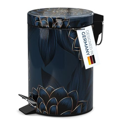 Sanilo Small Bathroom Trash Can with Lid [1.3 Gallon] - Lidded Tiny Trashcan for Garbage - Mini Metal Bin with Soft Closing Mechanism - Bath Room Accessoire Wastebin with Inner Bucket (Dahlia) - color: Dahlia