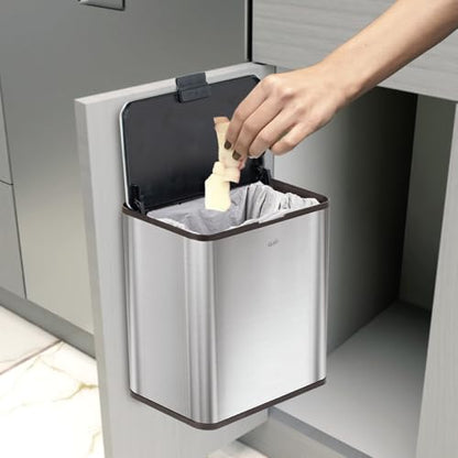 Glad Roomate Under Counter Trash Can - Space Saving Stainless Steel Waste Bin with Dual Lid and Clorox Protection - Small Trash Can for Kitchen Cabinet, Under Sink, or Bathroom, 1.5 Gallon (6L) - color: 6 Liter All Stainless