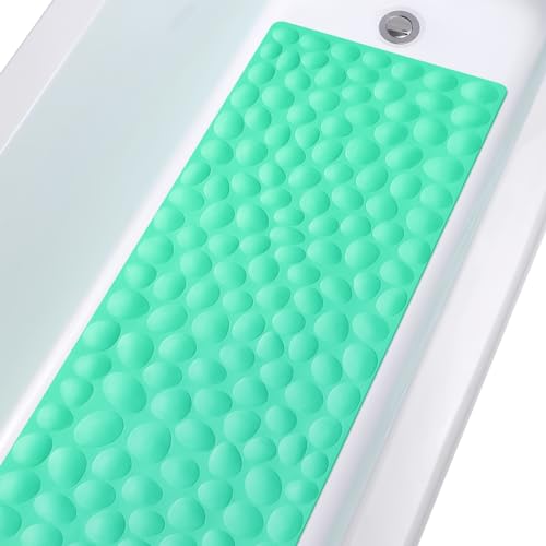 Non-Slip Bathtub Mat OTHWAY Soft Rubber Bathroom Bathmat with Strong Suction Cups (Fruit Green, 16x40 inch) - color: Fruit Green, size: 40" x 16" (Rectangular)