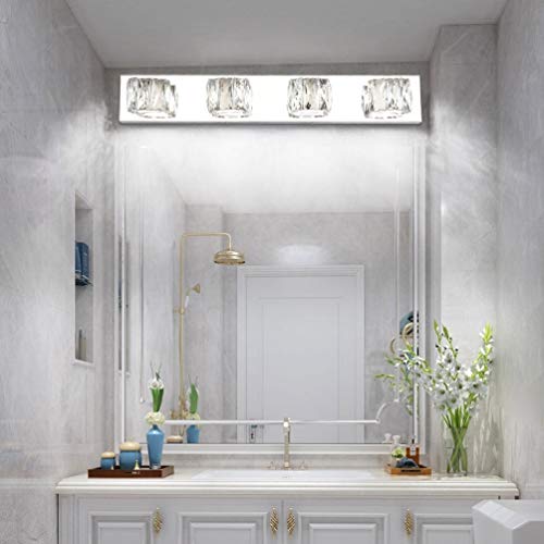 Aipsun 4 Lights Crystal Vanity Lights Over Mirror Modern Vanity Lights for Bathroom LED Light Fixtures,White Light - size: 4 light