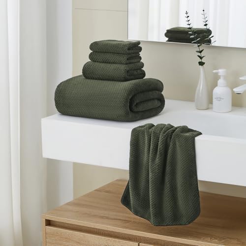 Oversized Bath Towels Extra Large 40x80 Inches Bath Sheets for Adults Super Soft Quick Dry Highly Absobent Microfiber Shower Towels (6 Piece,Green) - color: Green 6 Piece, size: 6 Piece