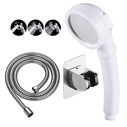 RV & Camper High Pressure Handheld Shower Head with Pause Button | 3 Spray Modes with ON/OFF Switch, Detachable Dog Shower Attachment, Drill-Free Pet Shower Wand with Bracket & Hose, White - color: White