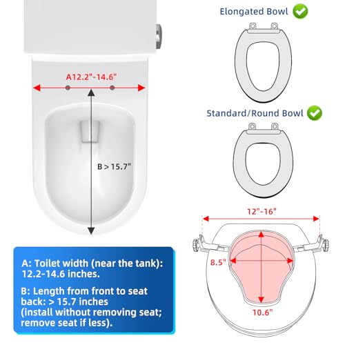 Raised Toilet Seat with Lid for Elderly, 4" High Toilet Seat for Elongated or Standard Commode, Raised Toilet Seat for Seniors, Handicap Toilet Seat Riser with Cover - size: 4"