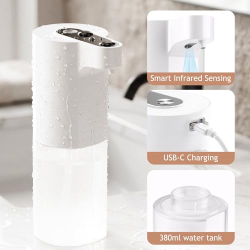 Automatic Soap Dispenser Touchless, Liquid & Foaming Soap Dispensers, USB Rechargeable Smart Hand Soap Dispenser, 3-Level Adjustable, 12.2oz/360ml (2 Pcs Gel Set White) - color: 2 Pcs Gel Set White