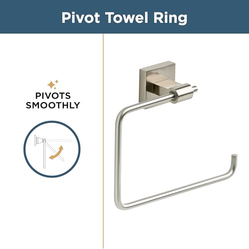 Franklin Brass Hand Towel Holder | Square Satin Nickel Ring for Hanging Towels in Kitchen, Bathroom | Maxted Accessories - color: Satin Nickel