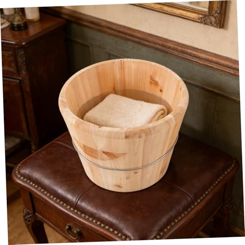 Wooden Towel Warmer Bucket with Lid 25x25x25cm Large Capacity Heated Towel Steamer Barrel for Bathroom Sauna Spa Home Use