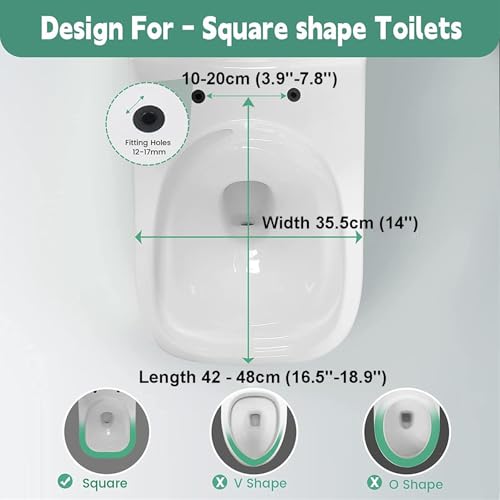 Quick Release Rectangular Soft Close Toilet Seat with Easy Cleaning, Top Fixing & Adjustable Hinges, White Plastic Cover, 03b - size: 06c