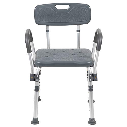 Flash Furniture HERCULES Series 300 Lb. Capacity Adjustable Gray Bath & Shower Chair with Quick Release Back & Arms - color: Grey
