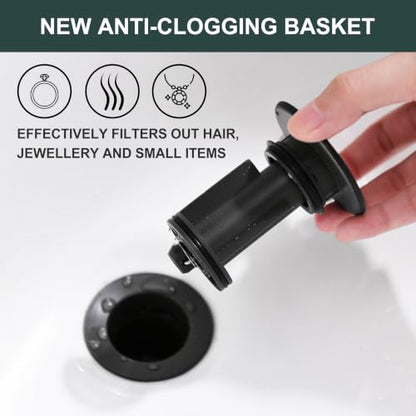 Oil Rubbed Bronze Pop Up Bathroom Sink Drain Stopper Without Overflow | Bathroom Vanity Sink Drain Assembly, Built-in Anti-Clogging Strainer, Plastic Pop Up Drain for Bathroom Vanity Vessel Sink - color: Oil-rubbed Bronze, size: Big Pop up Cap (Without Ov