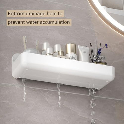 Resdenio Wall Mount Shower Caddy Hanging - No Drill Bathroom Shelves with Self Adhesive Tape, Shower Organizer and Storage Shelf for Bathroom, Kitchen, Utility Room (long basket)