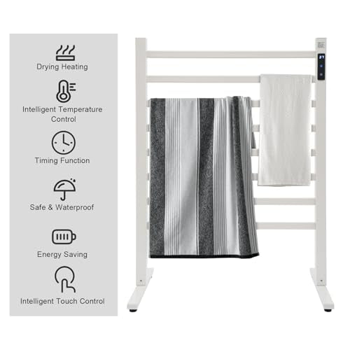 8-Bar Electric Towel Warmer Rack with Smart LED Display, Timer and Temperature Control & 4 Min Fast Heating, Freestanding Towel Warmer Aluminum Towel Drying Shelf for Bathroom, Home - size: 8 bars Single