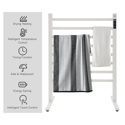 8-Bar Electric Towel Warmer Rack with Smart LED Display, Timer and Temperature Control & 4 Min Fast Heating, Freestanding Towel Warmer Aluminum Towel Drying Shelf for Bathroom, Home - size: 8 bars Single