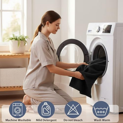 8 Piece Bath Towel Set,Extra Large Bath Sheets 35"x70"-Black | Super Soft Microfiber, Lint Free & Quick Dry Towels for Bathroom,Gym,Hotel–2 Bath,2 Hair,2 Hand,2 Washcloths - color: Black, size: 8Piece Towel Set