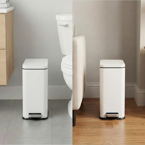 iTouchless 3 Gal Nursery Waste Bin | Step Pedal Diaper Trash Can | White | Foot-Operated Lid Opens Instantly | Whisper-Quiet AirNova Damper | Removable Liner Bucket | Crisp Finish Suits Light Decor - color: Chalk White