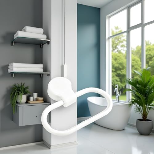 White Hand Towel Ring, Adhesive Towel Holder, Towel Rings for Bathroom Wall, Towel Ring Hand Towel Holder for Wall Mounted Round Towel Hanger, Hand Towel Holder for Bathroom