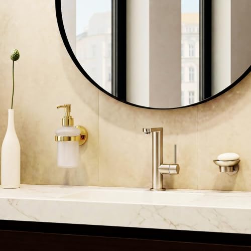 1 Pack Hand Soap Dispenser Wall Mount Bathroom Glass Soap Dispenser Pump Bottle with Stainless Steel Pump for Kitchen Bathroom Countertop (Gold) - color: Gold