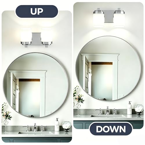 10 Inches Bathroom Vanity Light, 2-Light Chrome Bathroom Light Fixtures Over Mirror, Bathroom Light Shower Lamp with Milky White Square Glass Shade, Modern Farmhouse Lighting Fixtures - color: Chrome, size: 10 Inch : 2-lights