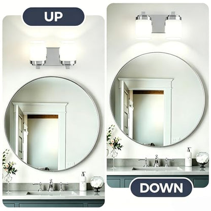 10 Inches Bathroom Vanity Light, 2-Light Chrome Bathroom Light Fixtures Over Mirror, Bathroom Light Shower Lamp with Milky White Square Glass Shade, Modern Farmhouse Lighting Fixtures - color: Chrome, size: 10 Inch : 2-lights