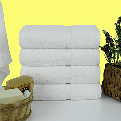Chakir Turkish Linens 4 Piece Bath Towel Set, 100% Cotton Luxury Turkish Towels for Bathroom, Soft Absorbent Bath Towels, 27 x 54 Inches, White - color: White