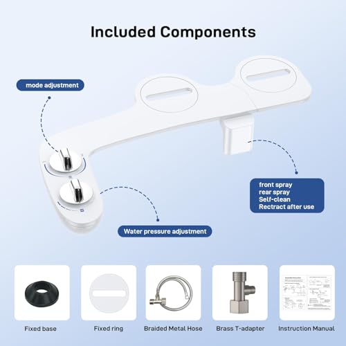 Toilet Bidet Attachment, Non-Electric Dual Nozzle (Feminine/Bidet Wash), Self-Cleaning Fresh Cold Water Sprayer Bidets for Toilets with Adjustable Water Pressure (Dual Knob, Chrome) - color: Chrome, Solo Cold