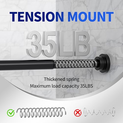 Mcrbeay Shower Curtain Rod, 1" Diameter Heavy Duty Tension Shower Rod, Non Slip Adjustable 28-74 inch No Drilling Shower Curtain Rods Spring Tension For Bathroom, Shower Stall, No Rust, Black - color: Black, size: 28-74 Inches