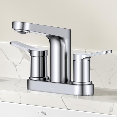 KRAUS Indy Centerset Bathroom Faucet in Chrome with 2 Handles, Pop Up Drain and Supply Lines, FUS14102CH - color: Chrome, style: Centerset