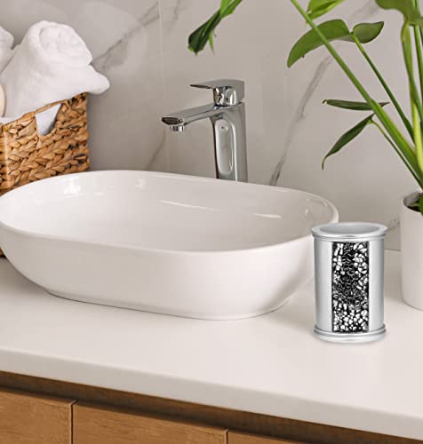 Zahari Home Sinatra Bath Tumbler Toothbrush and Toothpaste Holder Makeup Brushes Organizer, Silver - color: Silver, size: 4.25" x 3" x 3" Tumbler