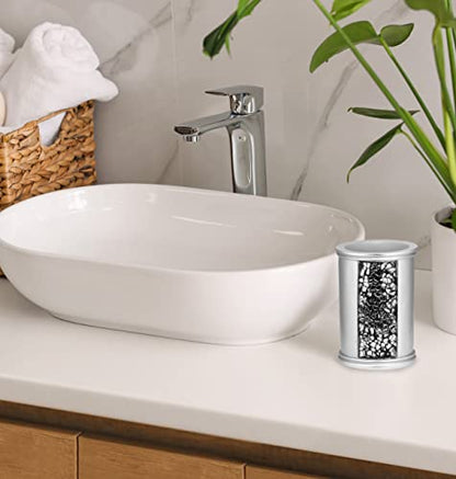 Zahari Home Sinatra Bath Tumbler Toothbrush and Toothpaste Holder Makeup Brushes Organizer, Silver - color: Silver, size: 4.25" x 3" x 3" Tumbler
