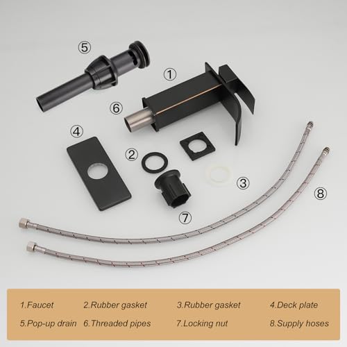 Bathroom Sink Faucet Waterfall Single Handle with Deck Plate | Oil Rubbed Bronze,Pop Up Drain,Single Hole,Precise Water Adjustment,Rust-resistant Construction,Easy to Clean,Long-time Use - color: Oil Rubbed Bronze, size: Modern Bathroom Sink Faucet