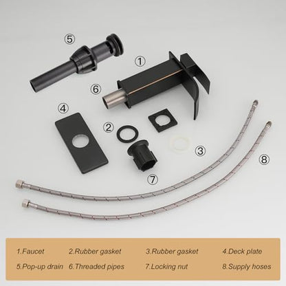 Bathroom Sink Faucet Waterfall Single Handle with Deck Plate | Oil Rubbed Bronze,Pop Up Drain,Single Hole,Precise Water Adjustment,Rust-resistant Construction,Easy to Clean,Long-time Use - color: Oil Rubbed Bronze, size: Modern Bathroom Sink Faucet