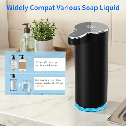 Automatic Liquid Soap Dispenser (Black Liquid Soap) | 12 oz/350ml Rechargeable, 4 Adjustable Liquid Levels, IPX5 Waterproof for Bathroom,Kitchen,Hotel - color: St-01 Liquid Black