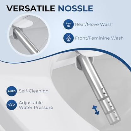 Bidet Toilet Seat Elongated, Electric Heated Seat with Instant Warm Water | Remote & Side Knob Control, Self-Clean Nozzle, Soft Close Lid, Night Light, Warm Air Dryer - color: White