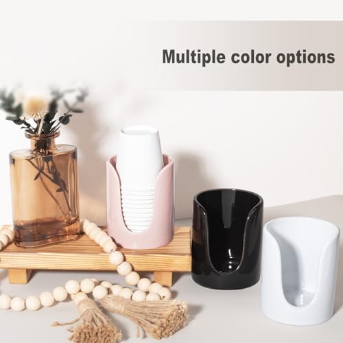 Ceramic Bathroom Cup Dispenser, Fits 3–4 Oz Cups, 1 Pack, Grey | Small Countertop Cup Holder for Mouthwash & Rinsing – Non-Slip Base, Easy-Access Design, Kitchen & Bathroom Ready - color: Grey, size: 1 Pack