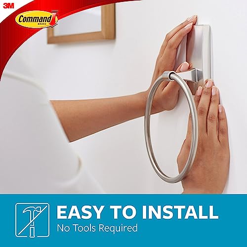 Command Towel Ring, Satin Nickel, 1 Holder, 2 Strips | Hand Towel Holder, For Bathroom Organization, Water Resistant, Damage-Free Hanging with Adhesive Strip, No Tools - color: Satin Nickel