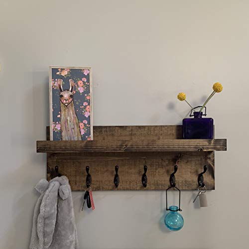 Coat Rack with Shelf Wall Mounted with Storage (Choose Your Length) Towel Rack Entryway Organizer Key Hooks (16" L (4 Hooks)) - size: 16"L (4 hooks)