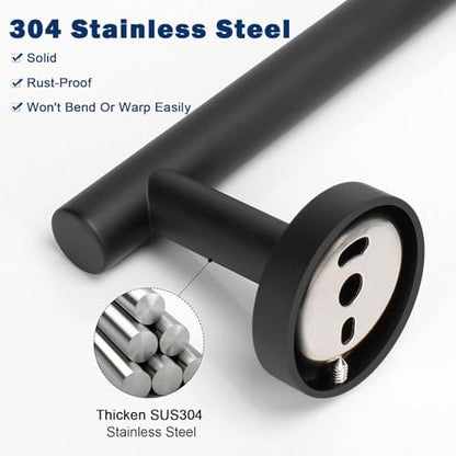 NearMoon Hand Towel Holder/Towel Ring, Thicken Stainless Steel Hand Towel Bar for Bathroom, Rustproof Wall Mounted Towel Rack, Contemporary Style Bath Accessories, 9 Inch (1 Pack, Matte Black) - color: Matte Black