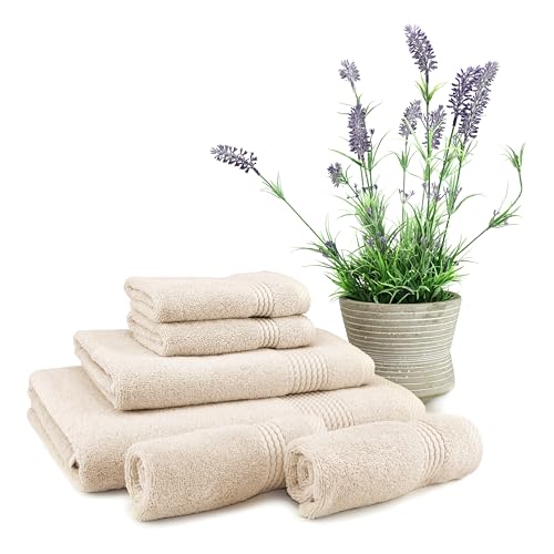 Lara Premium Towel Set 6 Piece - Soft & Highly Absorbent Bathroom Towel Set, 100% Luxury Turkish Cotton, Flannel Bath Towels, 1 Bath Towel, 1 Hand Towel, 4 Washcloths - White - color: White, size: 1 Bath Towel, 1 Hand Towel, 4 Wash Cloths