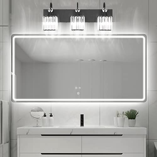 Ralbay Modern Crystal Black Vanity Light 3 Light Bathroom Light Fixtures Over Mirror Matte Black Crystal Bathroom Wall Lighting - color: Square-Black, size: 3-light