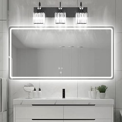 Ralbay Modern Crystal Black Vanity Light 3 Light Bathroom Light Fixtures Over Mirror Matte Black Crystal Bathroom Wall Lighting - color: Square-Black, size: 3-light