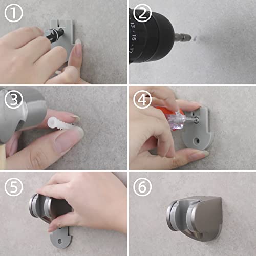 Adjustable Wall Mount Shower Holder Plastic Shower Head Bracket for Handheld Showerhead, Gun Black, ST01GR - style: Gun Black