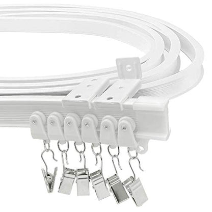 Ceiling Curtain Track Room Divider Curtain Track Ceiling Wall Mount Flexible Curved RV Bendable Track System with Clips Plastic Drop Sliding Curtain Track For Bay Window - color: White, size: 10Ft