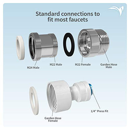 AquaticLife Brass Faucet Adapter Kit, Kitchen and Bathroom, 3-Piece | Male-to-female adapters connect faucets to garden hoses, water filters, and aquarium vacuums