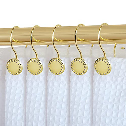 Utopia Alley HK19XX Shower Hooks - Double Shower Curtain Rings for Bathroom - Rust Resistant Shower Curtain Hooks for Shower Curtain or Liner - Shower Curtain Rings with Crystal Design - Set of 12 - color: Gold