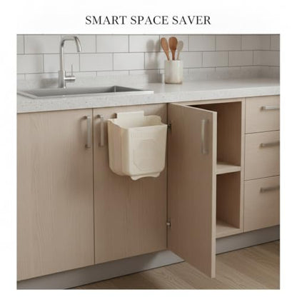 Foldable Trash Can, Wall Mounted Waste Bin for Kitchen Cabinet or Bathroom Vanity, Space Saving PP Plastic Garbage Bin with Lid (1 PC)
