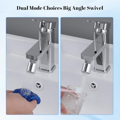 Hibbent Dual-function Metal Faucet Aerator, 2-Flow Big Angle Rotate Kitchen Sink Aerator 360 Degree Swivel Sink Sprayer Attachment, 55/64 Inch Female Thread, Chrome - color: Silver, style: Upgraded Aerator with 1 Swivel Joints